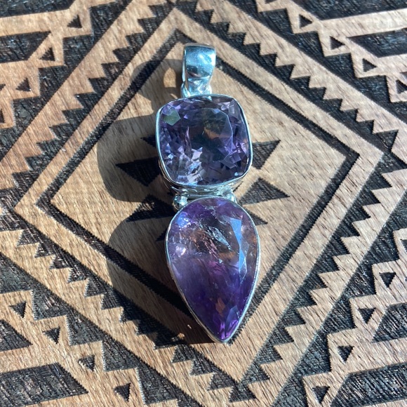 Ametrine & Amethyst 925 sterling silver pendant - Picture 1 of 10